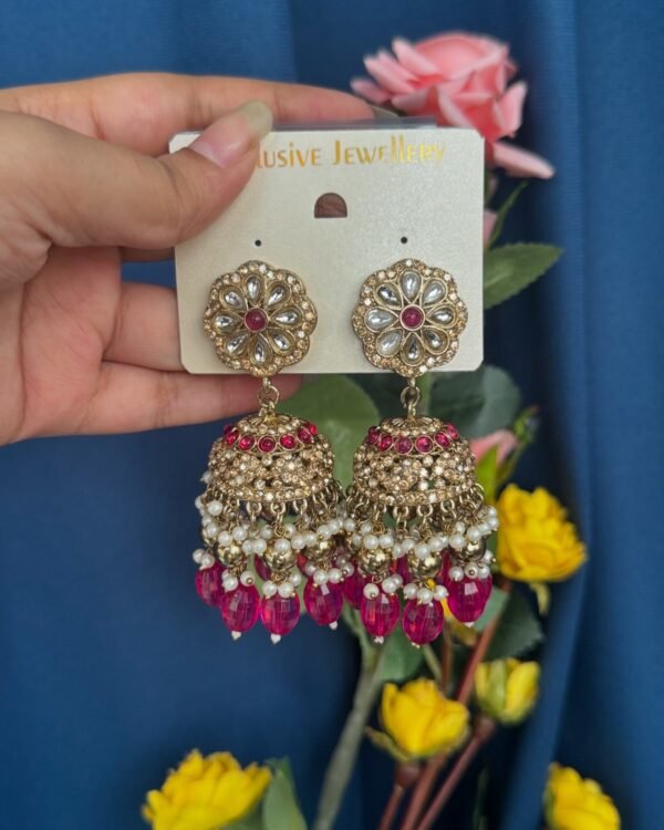 Rakshita Kundan Jhumka - Dark Pink
