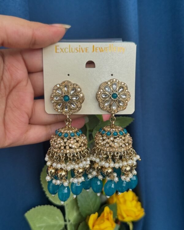 Rakshita Kundan Jhumka - Teal Blue