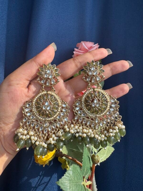 Himanshi Kundan Earrings - Mehendi