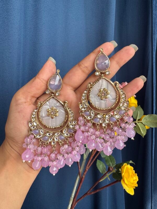 Omaira Premium Marble Earrings -Lavender