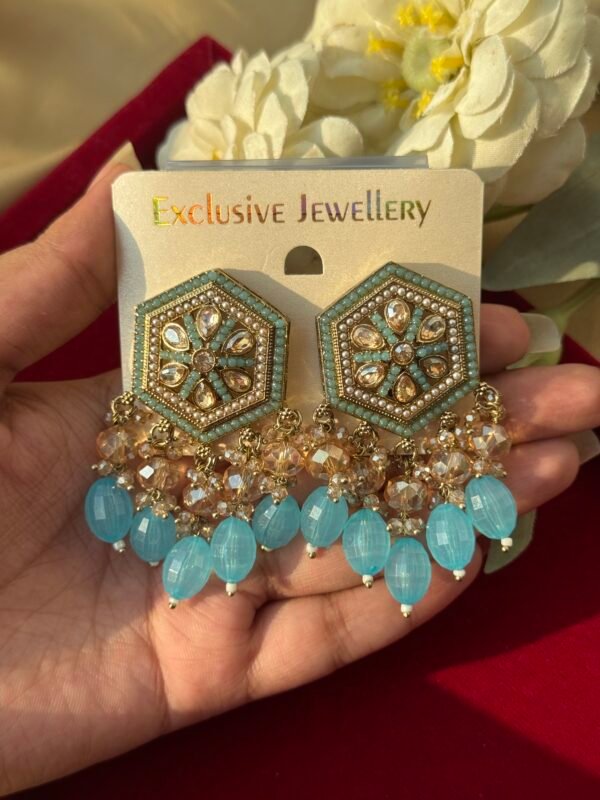 Alfiya Premium Earrings - Light Blue