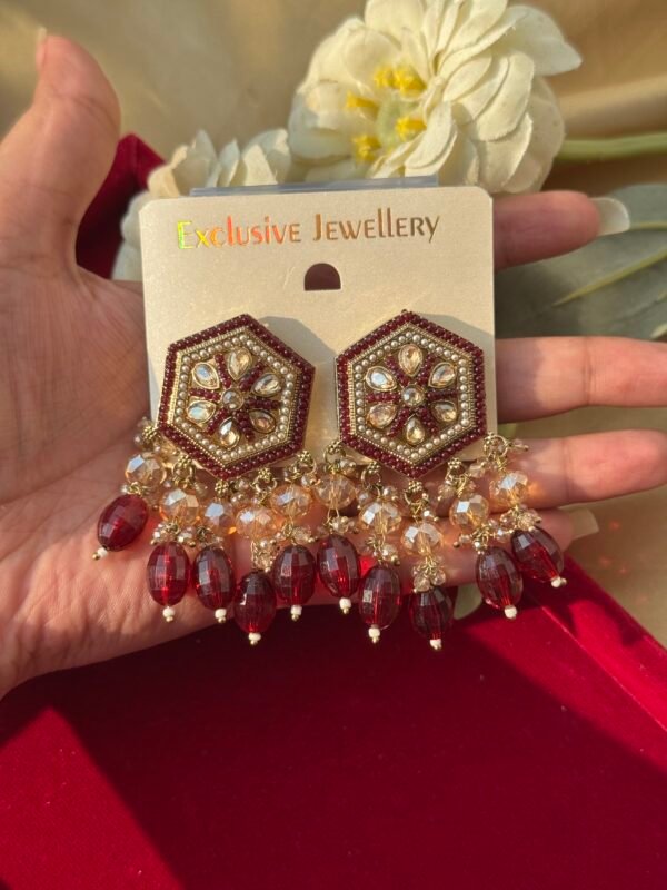 Alfiya Premium Earrings - Red