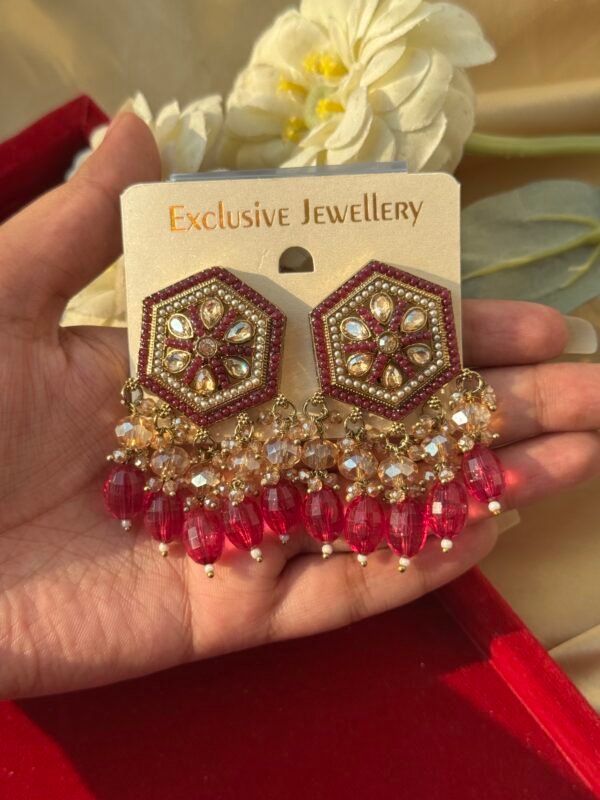 Alfiya Premium Earrings - Wine
