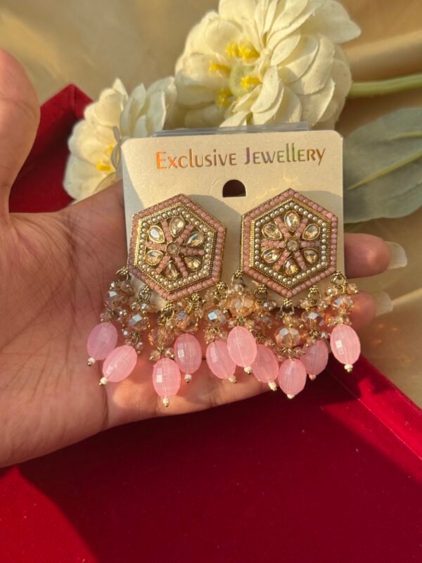 Alfiya Premium Earrings - Light Pink