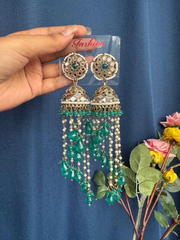 Misha Unique Earrings - Teal Green