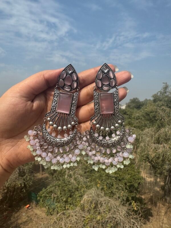 Khushi Brass Chandbali - Light Pink