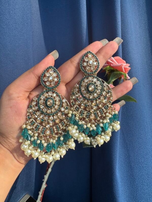 Mitali Premiun Earrings - Teal Green