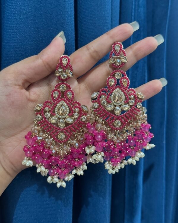 Damini Exclusive Earrings - Dark Pink