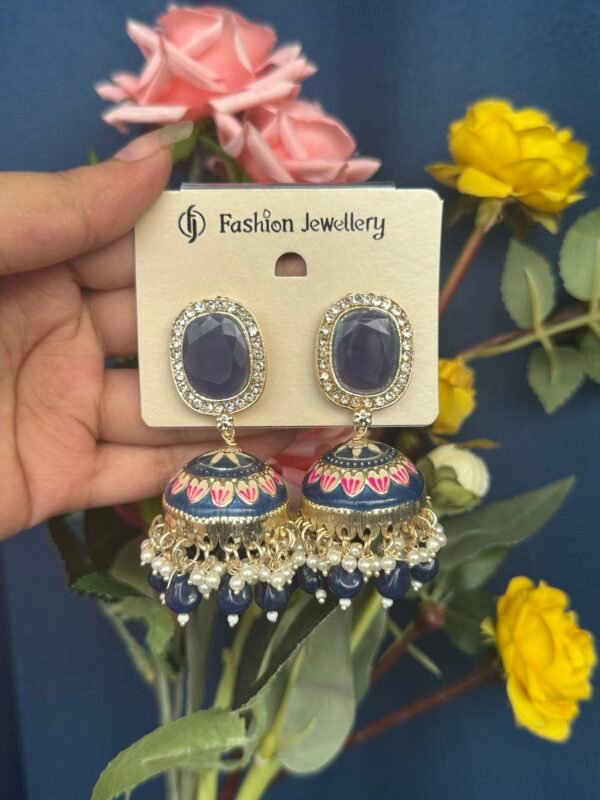 Mayuri Meenakari Jhumka - Dark Blue