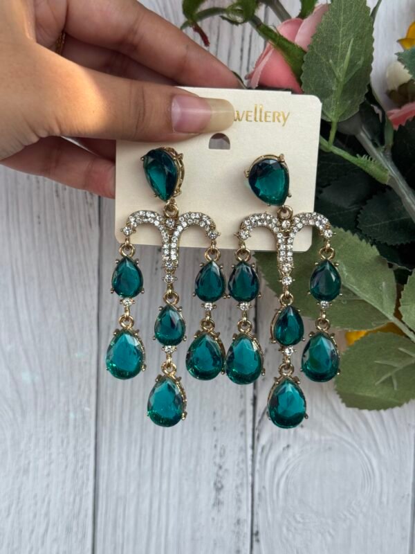 Emily Stone Earrings- Teal Green
