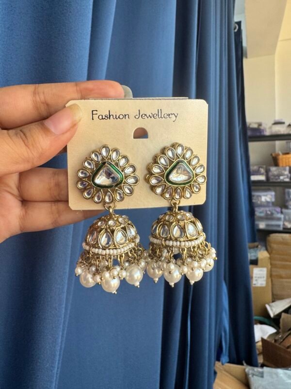 Naina Kundan Jhumki - White