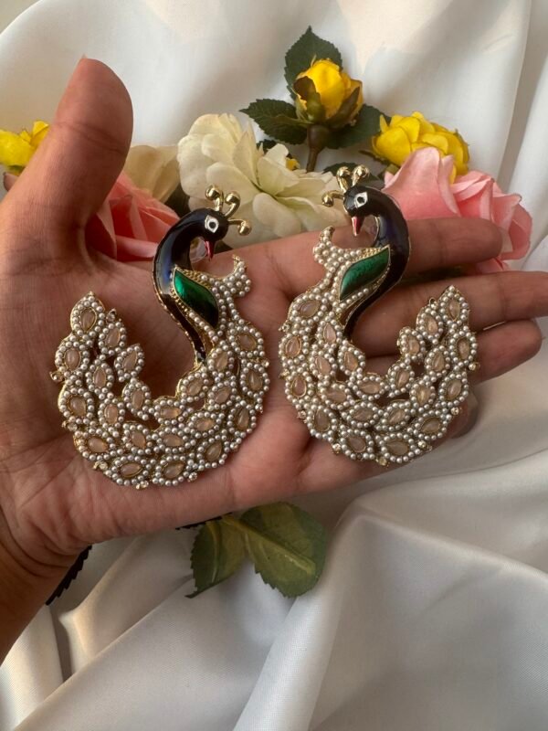 Vaishali Unique Peacock Earrings - Peach