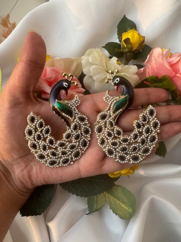 Vaishali Unique Peacock Earrings - Black