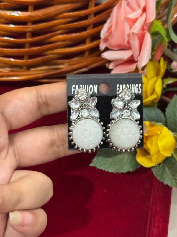 Carved Earrings - White