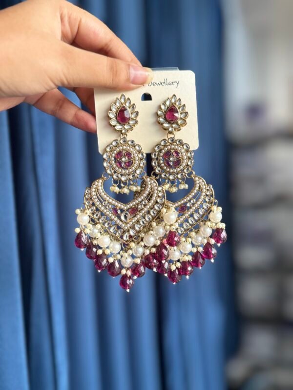 Hansika Kundan Earrings - Purple