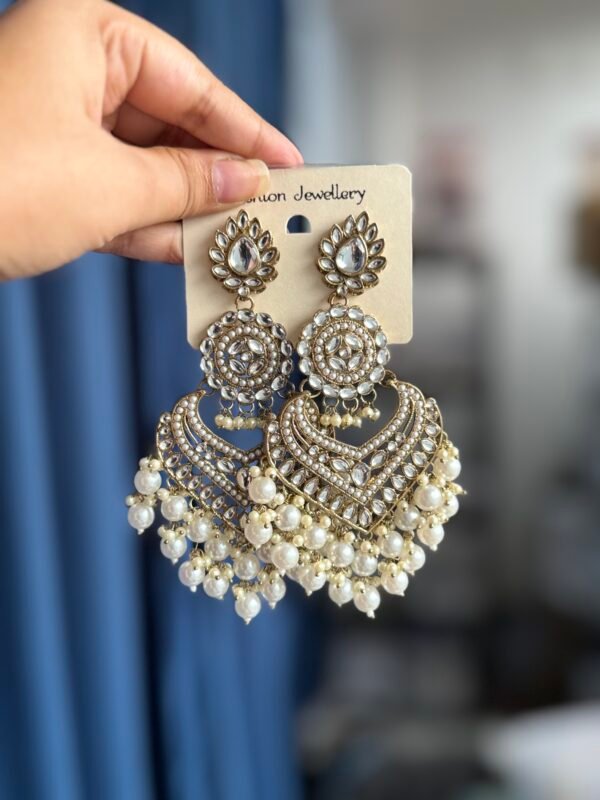 Hansika Kundan Earrings - White