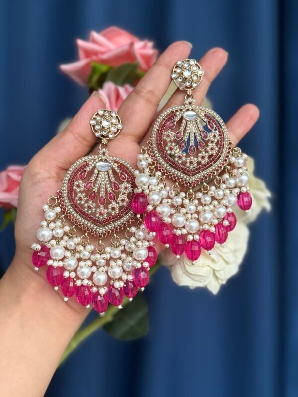 Rhea Premium Earrings - Dark Pink