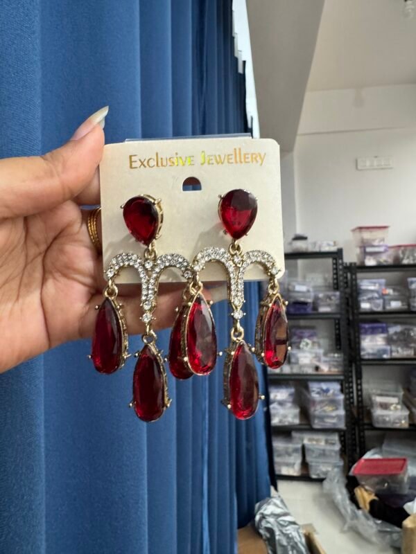 Jhanvi Stone Dangler - Red