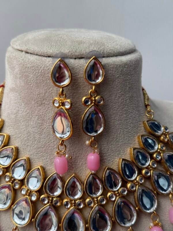 Ameesha Kundan Set - Light Pink - Image 2