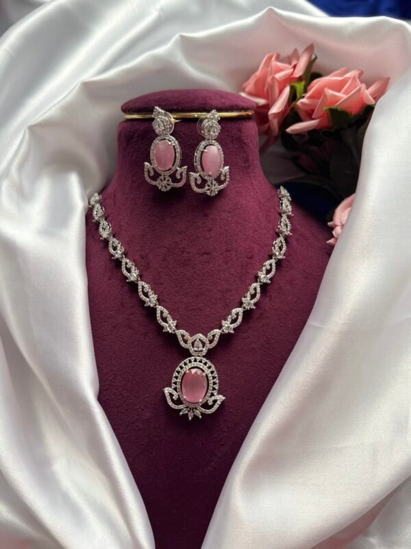Jaspreet Premium American Diamond Set - Light Pink