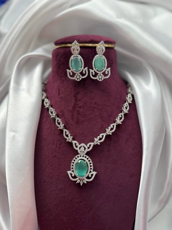 Jaspreet Premium American Diamond Set -Mint Green
