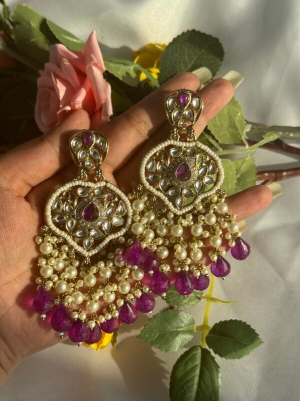 Yashi Kundan Earrings - Purple