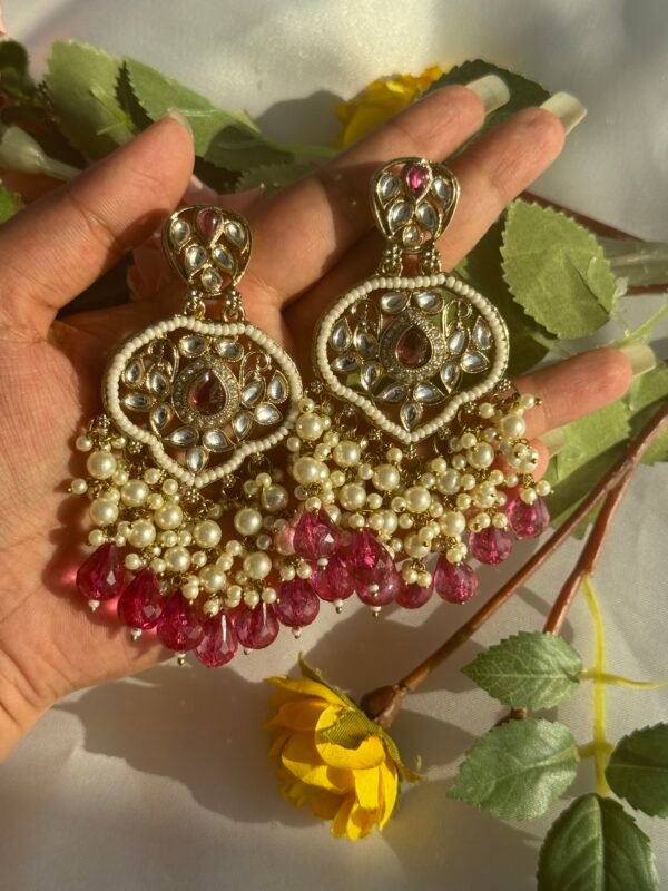 Yashi Kundan Earrings - Wine