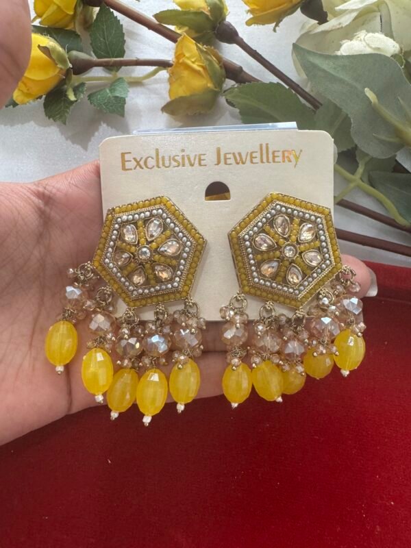 Alfiya Premium Earrings - Yellow