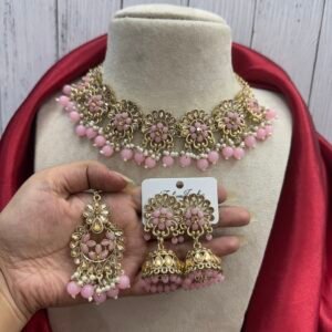Smriti Kundan Set – Light Pink