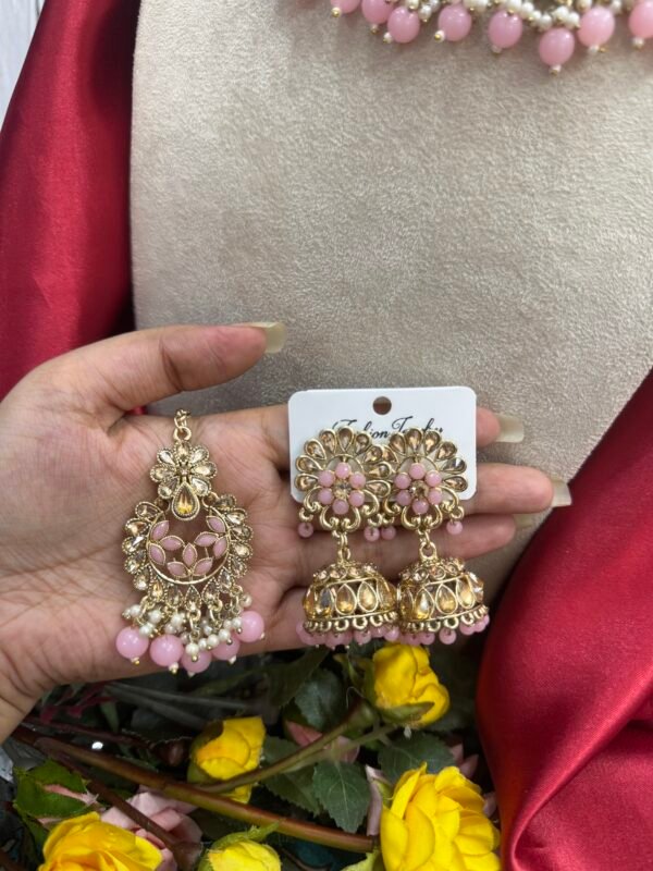 Smriti Kundan Set - Light Pink - Image 3