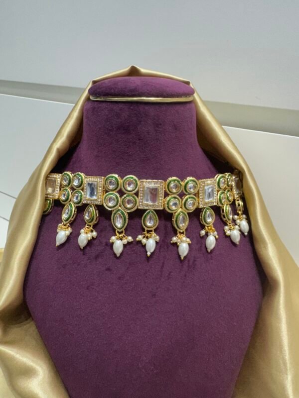 Veena Premium Kundan Set - White - Image 3