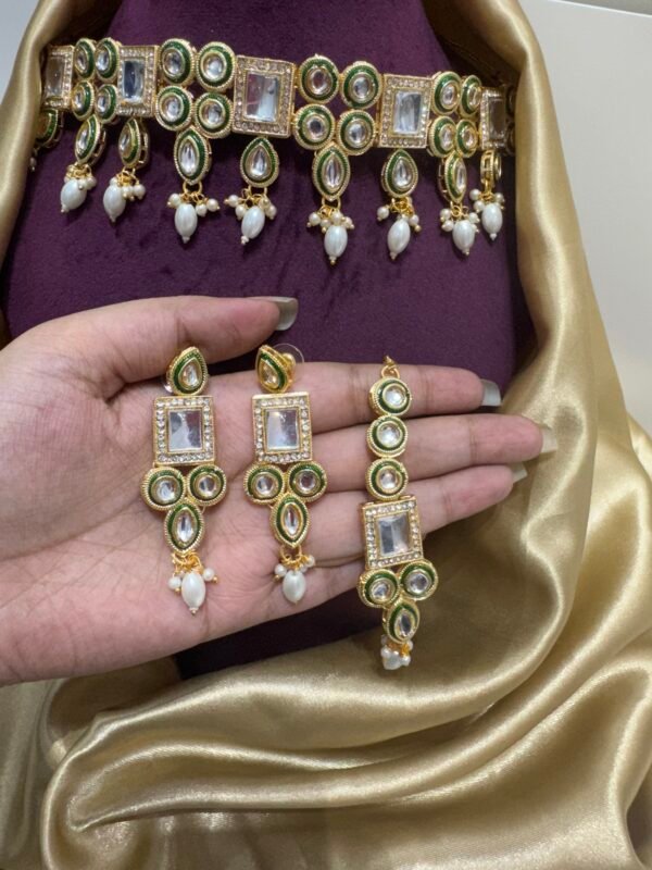 Veena Premium Kundan Set - White - Image 2