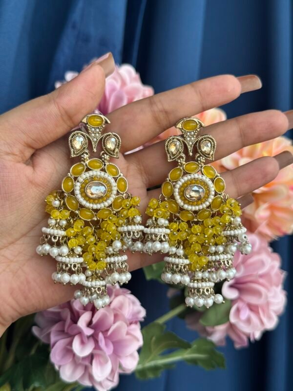 Purvi Premium Earrings - Yellow