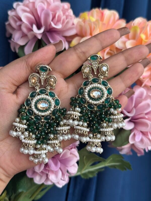 Purvi Premium Earrings - Dark Green