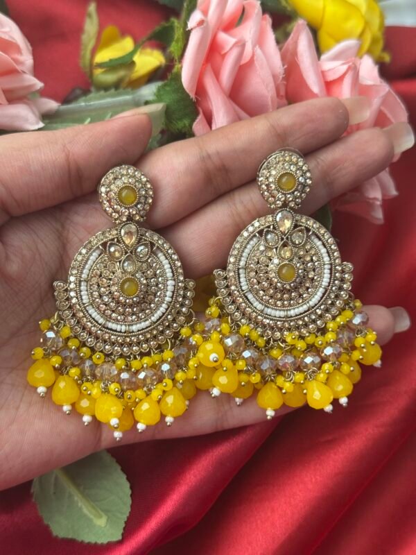 Arushi Kundan Earrings - Yellow