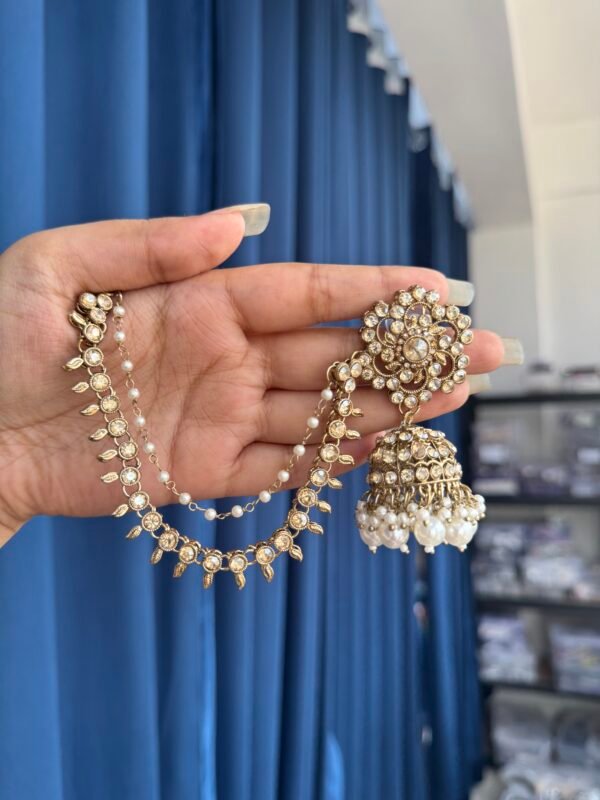 Golden Jhumka With Kaan Chain