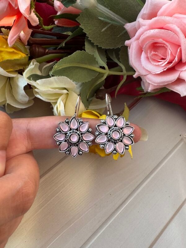 Daily Wear Flower Earrings - Light Pink