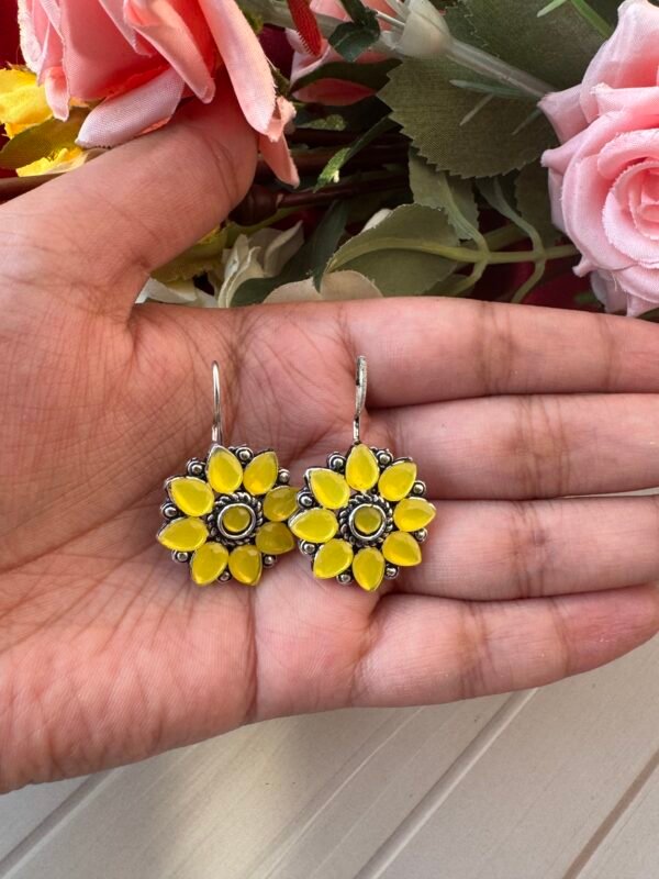 Daily Wear Flower Earrings - Yellow