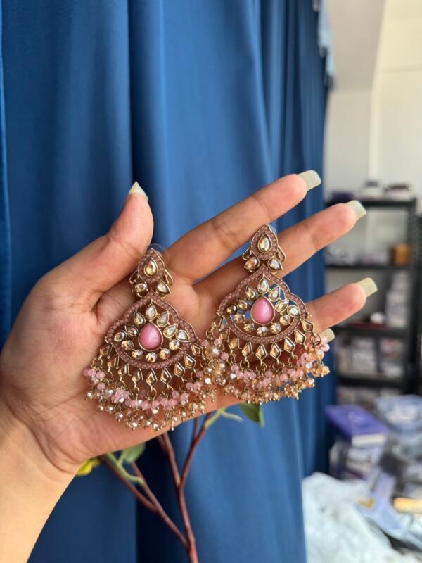 Usha Premium Earrings - Light Pink