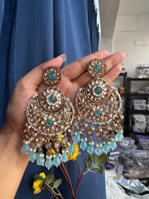 Nayantara Ethnic Earrings - Light Blue