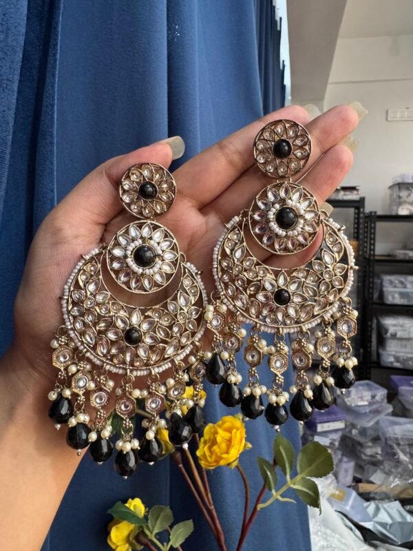 Nayantara Ethnic Earrings - Black