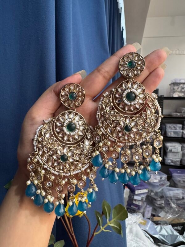Nayantara Ethnic Earrings -Teal Blue