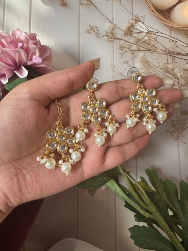 Devi Premium Kundan Set - White - Image 3