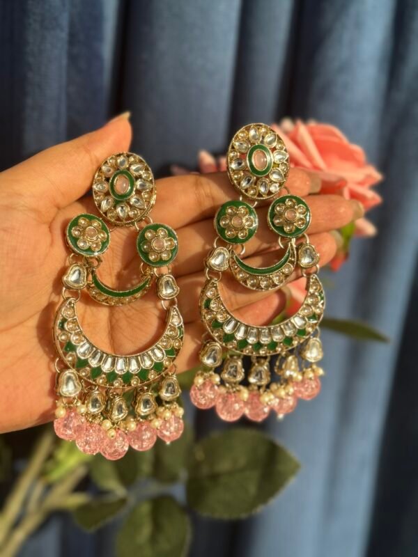 Dipali Kundan Earrings - Light Pink