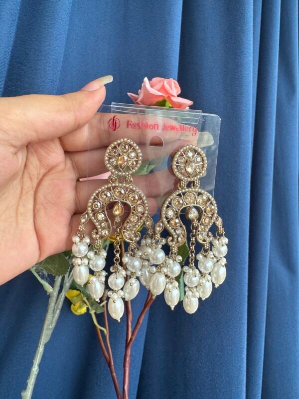 Apoorva Unique Lightweight Kundan Earrings - White