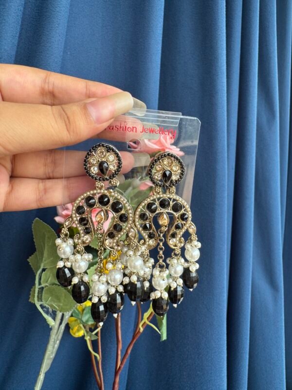 Apoorva Unique Lightweight Kundan Earrings - Black