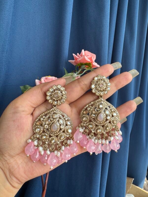 Seema Kundan Chandbali - Light Pink