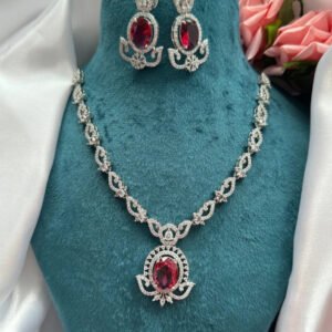Jaspreet Premium American Diamond Set – Red
