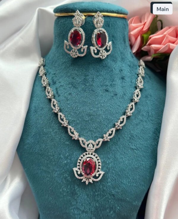 Jaspreet Premium American Diamond Set - Red