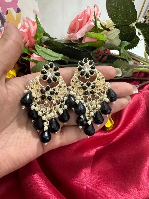 Drishti Kundan Earrings - Black